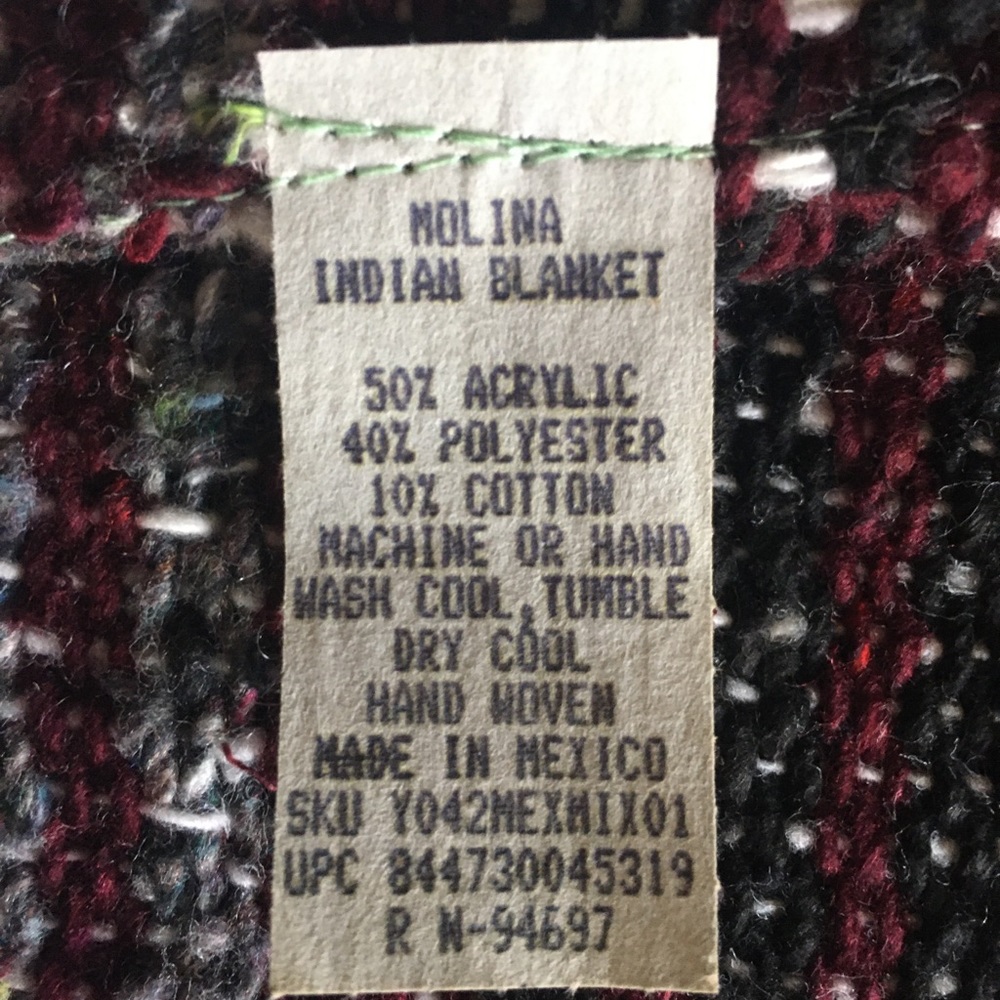 NW AZTEC MAROON STYLE THROW BLANKET 52”x70” - Picture 4 of 8